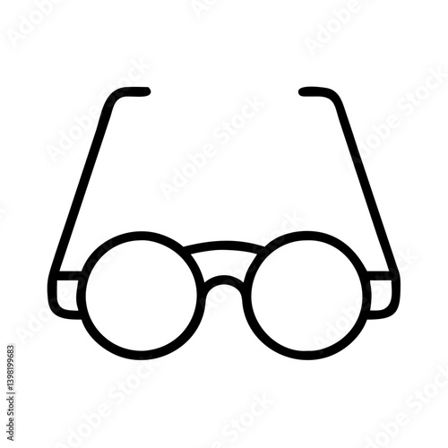 Round glasses vector icon illustration, optical eyewear and vision correction aid