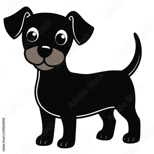 Cute dog silhouette illustration white background