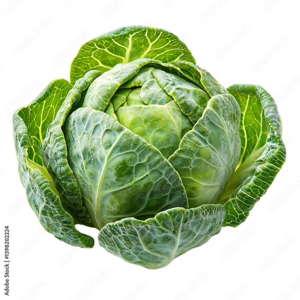 Fototapeta premium Single Brussel Sprout isolated on white background. Suitable for marketing or business purposes. PNG file