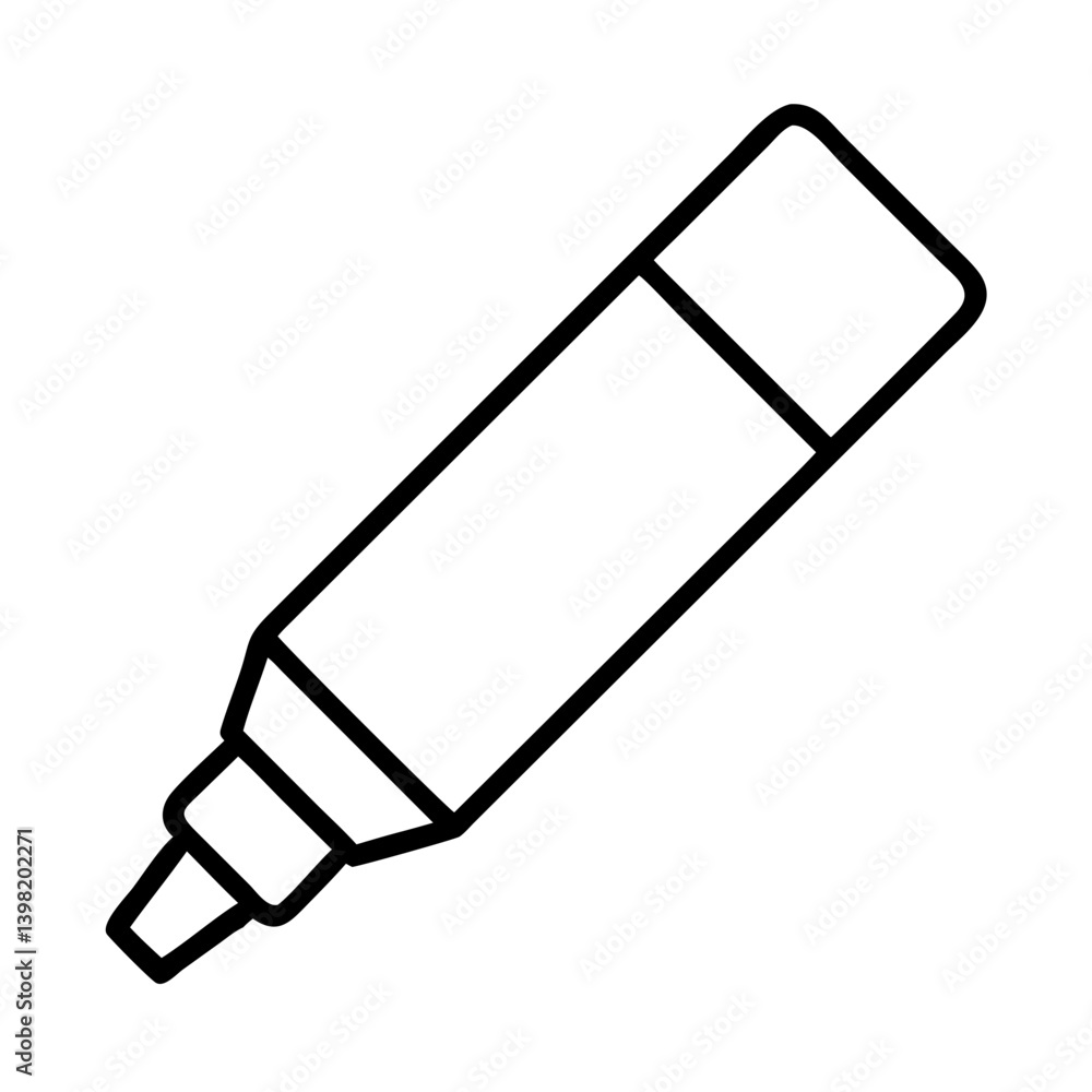 Illustration of a black marker for highlighting and drawing on paper or whiteboard Illustration of a black marker for highlighting and drawing on paper or whiteboard