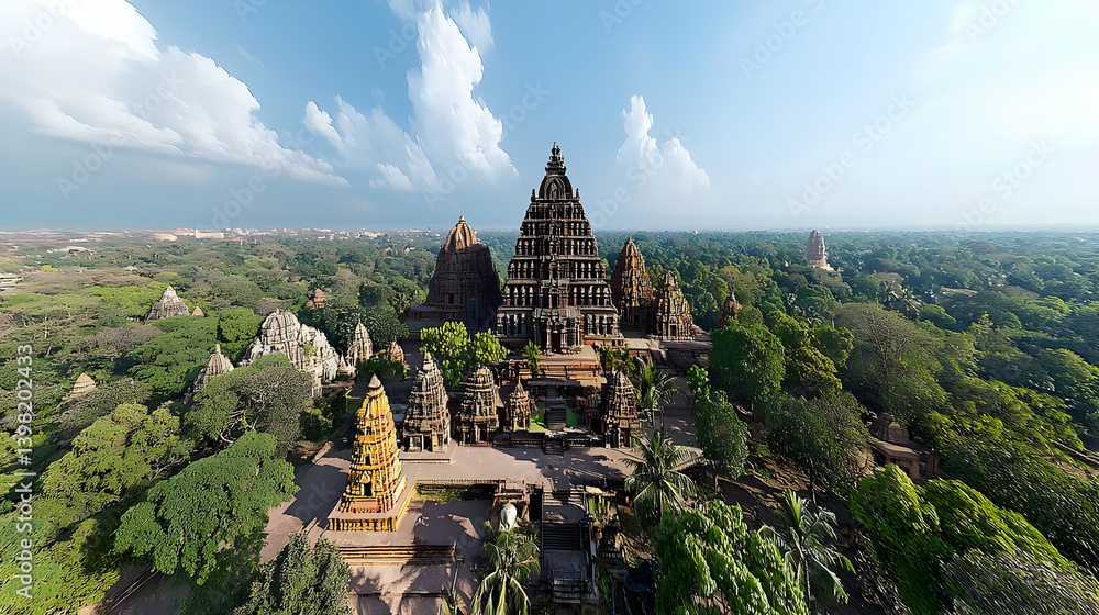Aerial View Of Ancient Temple Complex In India