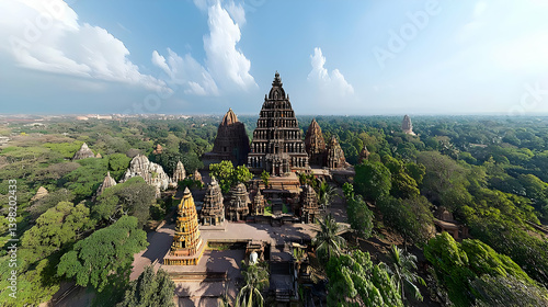 Obraz na płótnie Aerial View Of Ancient Temple Complex In India w salonie
