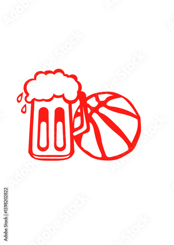 biere basketball ballon ensemble verre fete humour