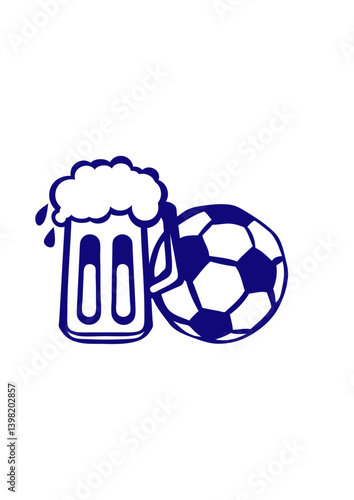 biere football ballon ensemble verre
