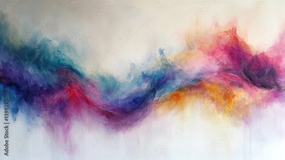 abstract painting that features swirling waves of color blending together