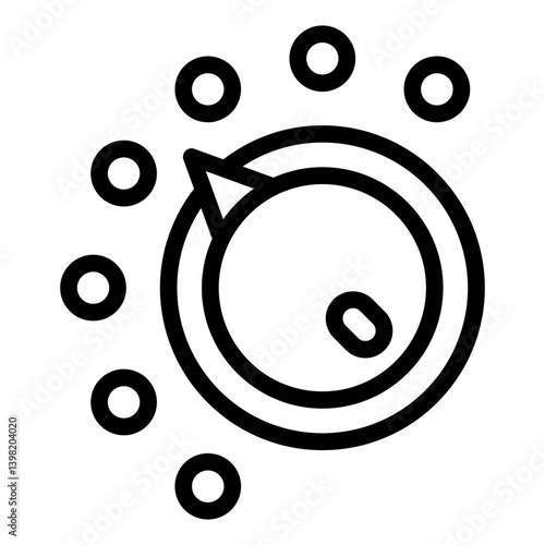 Timer wheel button line icon, laundry service concept. Vector graphics. Washing mode selection, washer button sign on white background, style mobile or design.