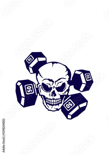 tete de mort haltere musculation bodybuilding crane club logo