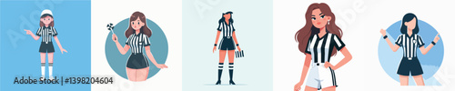 vector collection of women in referee costumes