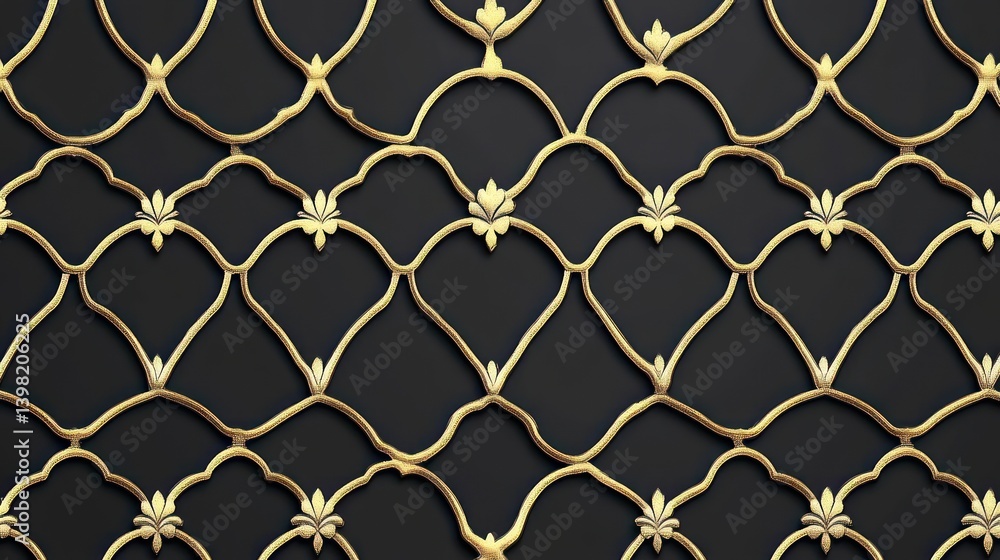 Fototapeta premium Elegant Gold Floral Pattern on Dark Background for Design Elements