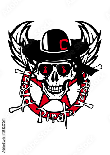 Tete de mort chapeau breton ailes hermine bretonne breizhbykor breizh pirate crane bretagne