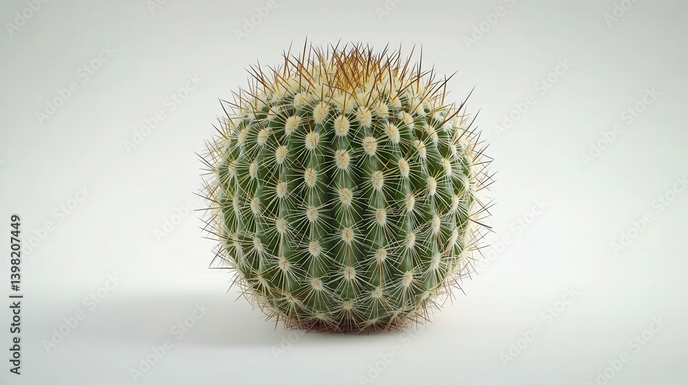Spherical cactus, studio shot, isolated, decorative plant, for use in botanical or nature theme Spherical cactus, studio shot, isolated, decorative plant, for use in botanical or nature theme