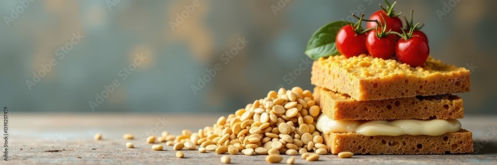 Grains, dairy, protein in stacked pyramid form, pyramid, pyramid chart Grains, dairy, protein in stacked pyramid form, pyramid, pyramid chart