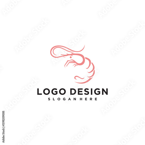 Pink Shrimp Logo Design Illustration