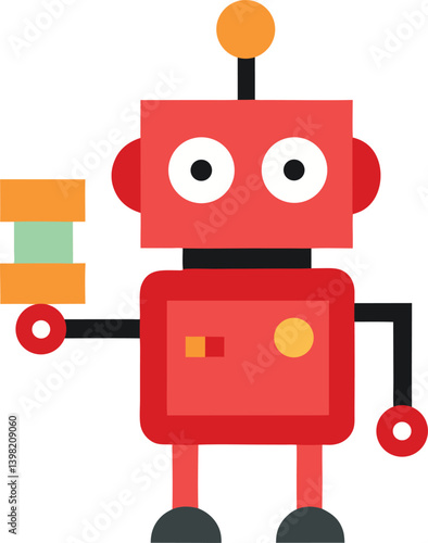 red robot with blank sign