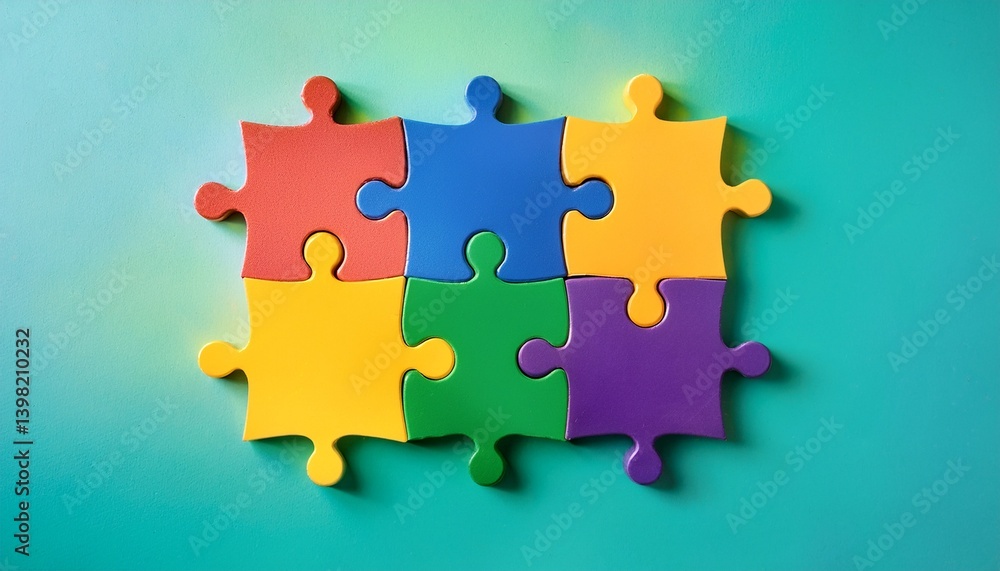 Fototapeta premium Colorful puzzle pieces fit perfectly