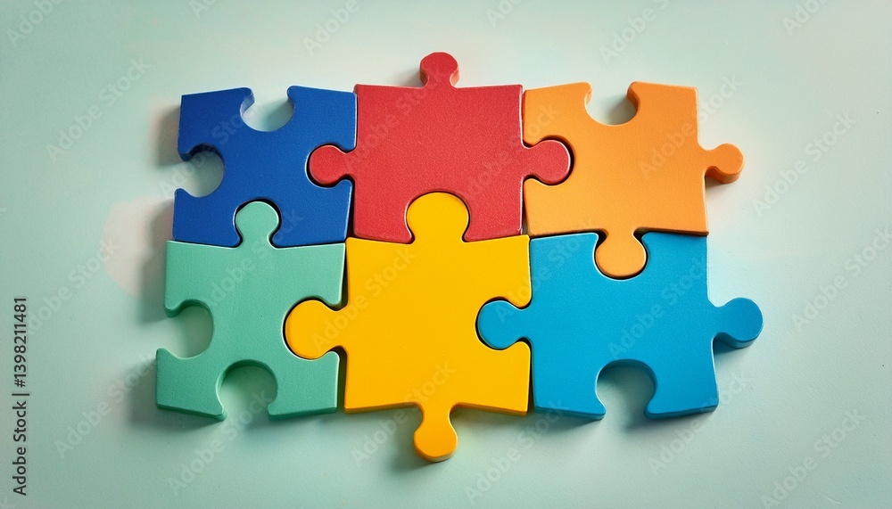 Colorful puzzle pieces fit perfectly Colorful puzzle pieces fit perfectly