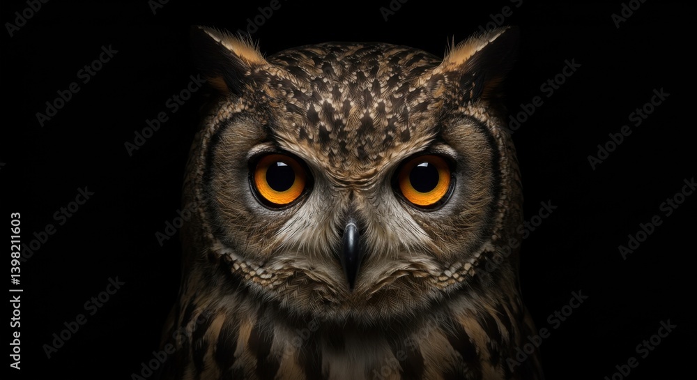 Obraz premium Ultra-Detailed Portrait of an Owl with Amber Eyes