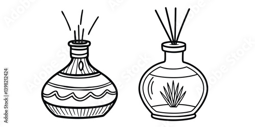 Cedarwood Essential Oil Diffuser in a wood or glass bottle containing liquid, placed next to various bottles of oil, vinegar, and medicine in a chemistry setting