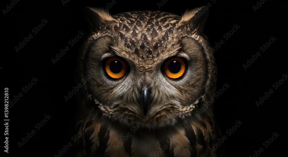 Obraz premium Ultra-Detailed Portrait of an Owl with Amber Eyes