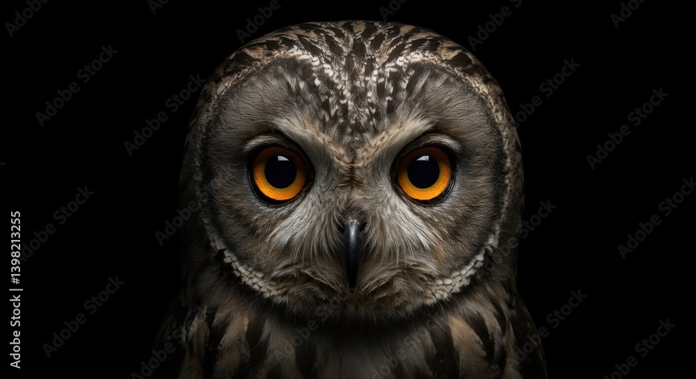 Obraz premium Ultra-Detailed Portrait of an Owl with Amber Eyes