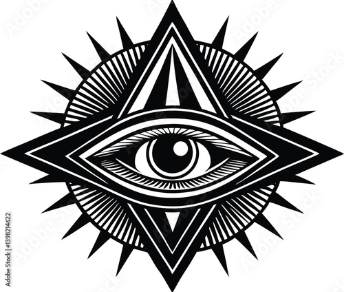 All-Seeing Eye Geometric Symbol Illustration
