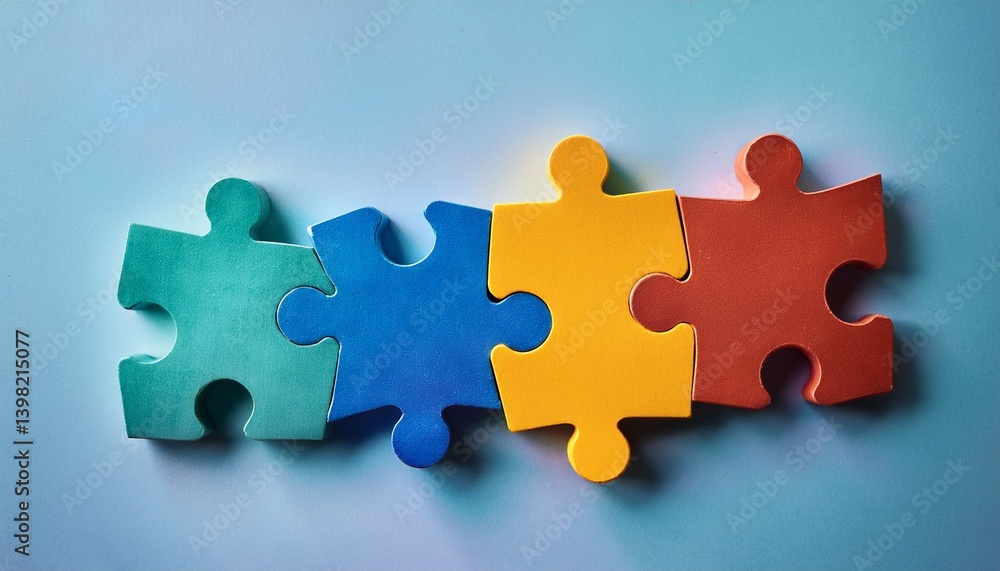 Colorful puzzle pieces fit perfectly Colorful puzzle pieces fit perfectly