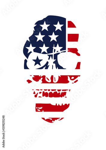 Tete de mort americaine drapeau americain crane 