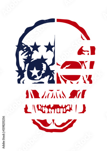 Tete de mort americaine drapeau americain crane 