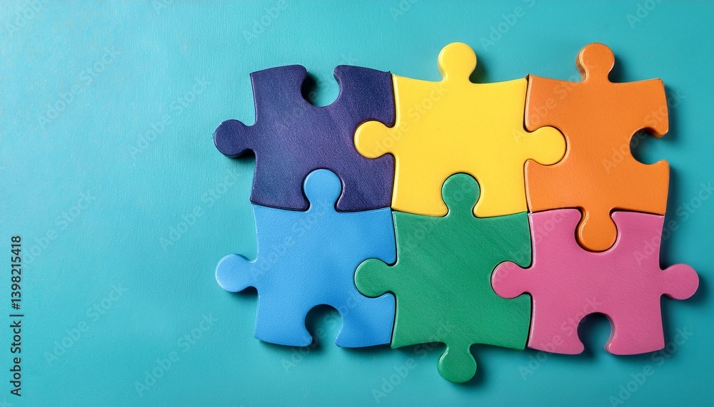 Fototapeta premium Colorful puzzle pieces fit perfectly