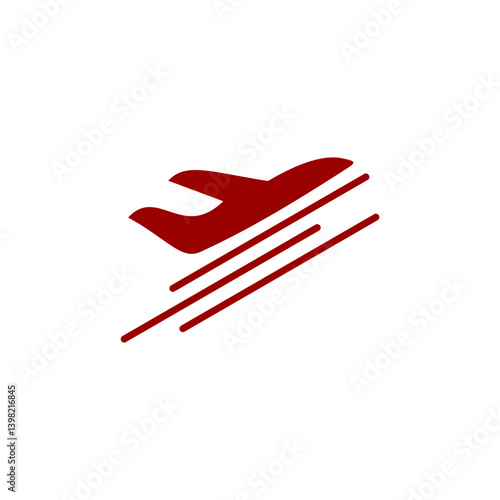 Red Airplane Icon Minimalist Design