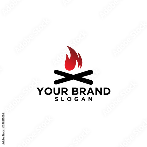 Red And Black Campfire Flame Logo Design