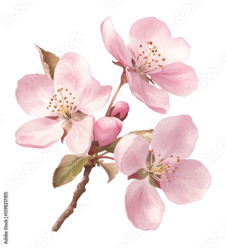 PNG Crab apple blossoms illustration flowers petal.