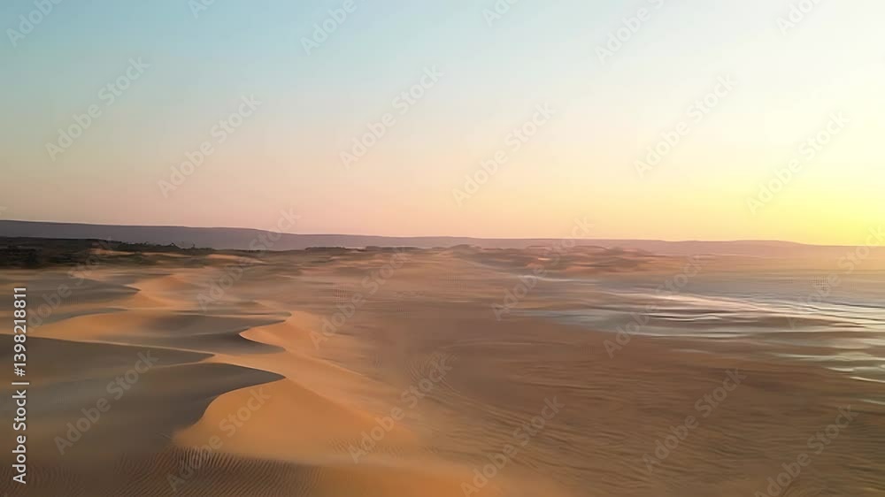 Golden Hour Desert Landscape Stunning Sunset over Sand Dunes Golden Hour Desert Landscape Stunning Sunset over Sand Dunes
