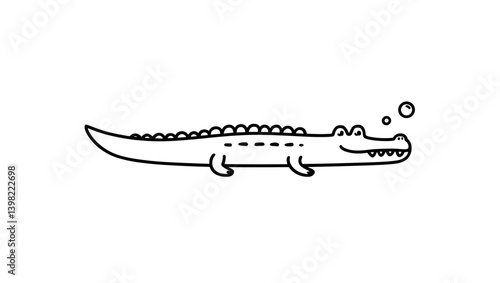 Crocodile swimming playfully in a simplistic illustration style  