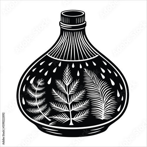 Cedarwood Essential Oil Diffuser in a wood or glass bottle containing liquid, placed next to various bottles of oil, vinegar, and medicine in a chemistry setting