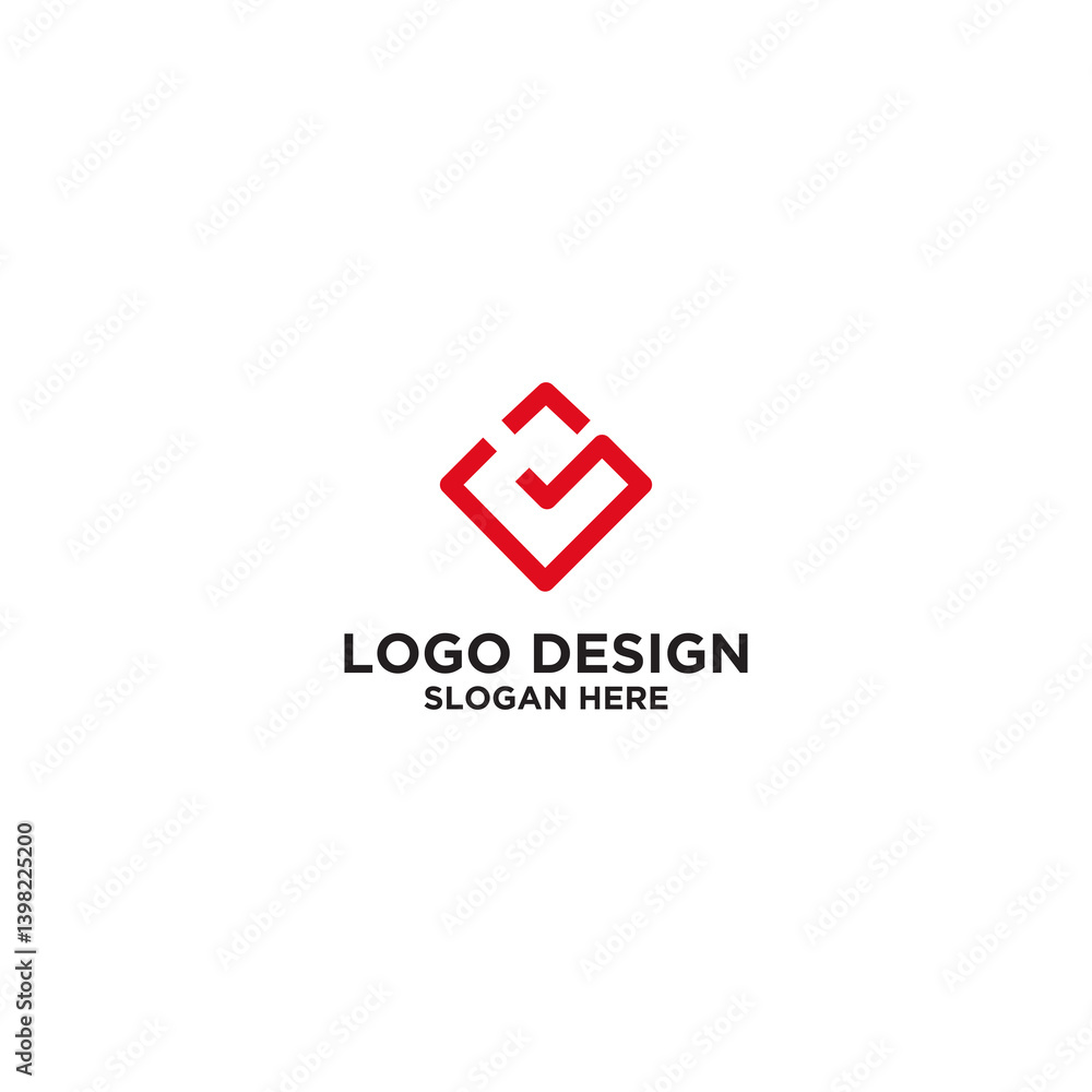 Fototapeta premium Red Geometric Logo Design on White Background