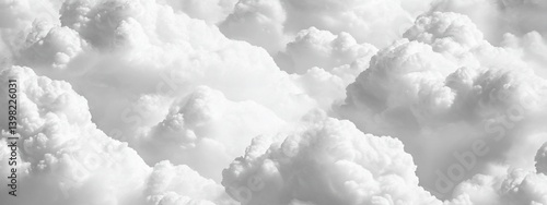 Obraz na płótnie Monochromatic cloudscape, fluffy white clouds. w salonie