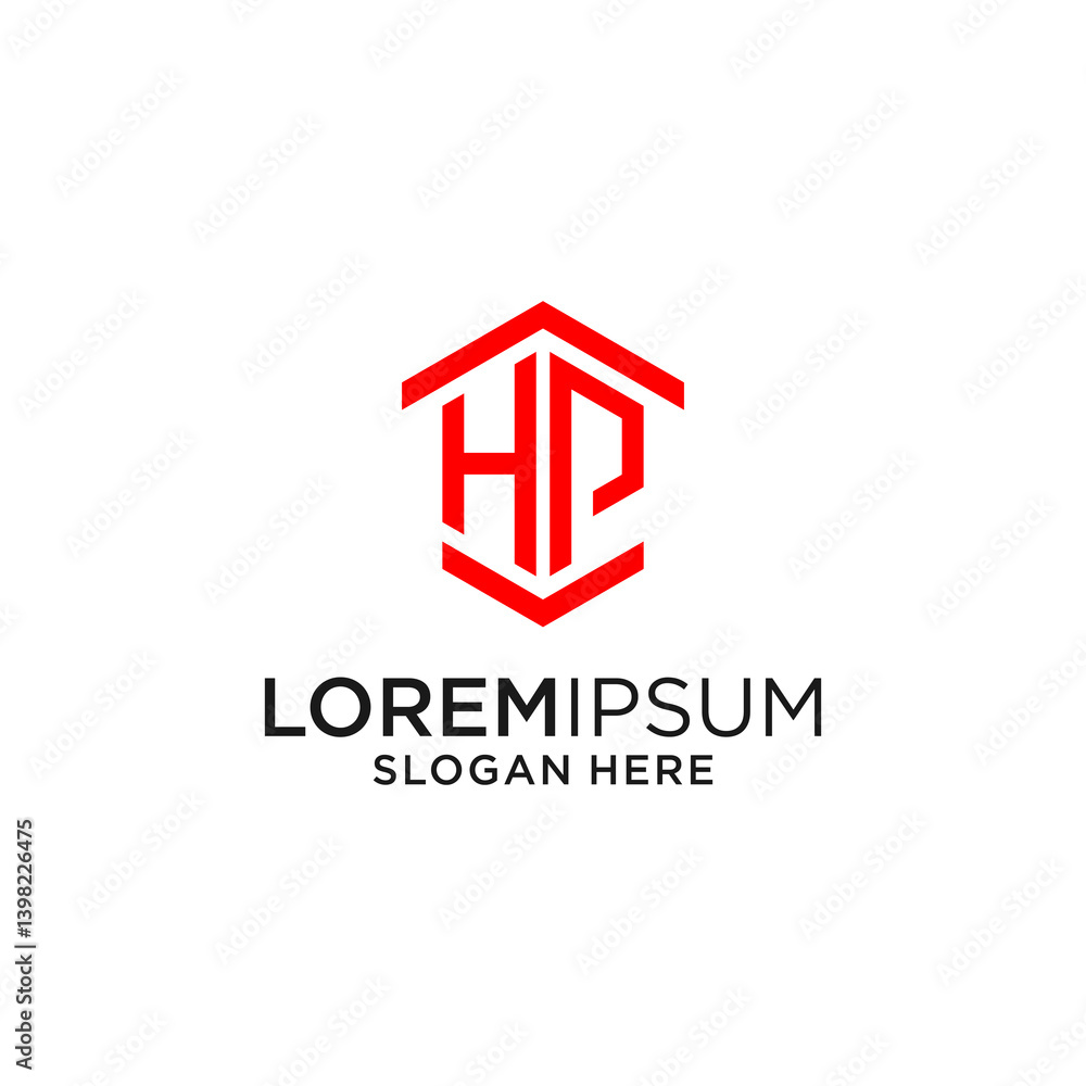 Red Geometric HP Monogram Logo Design Red Geometric HP Monogram Logo Design
