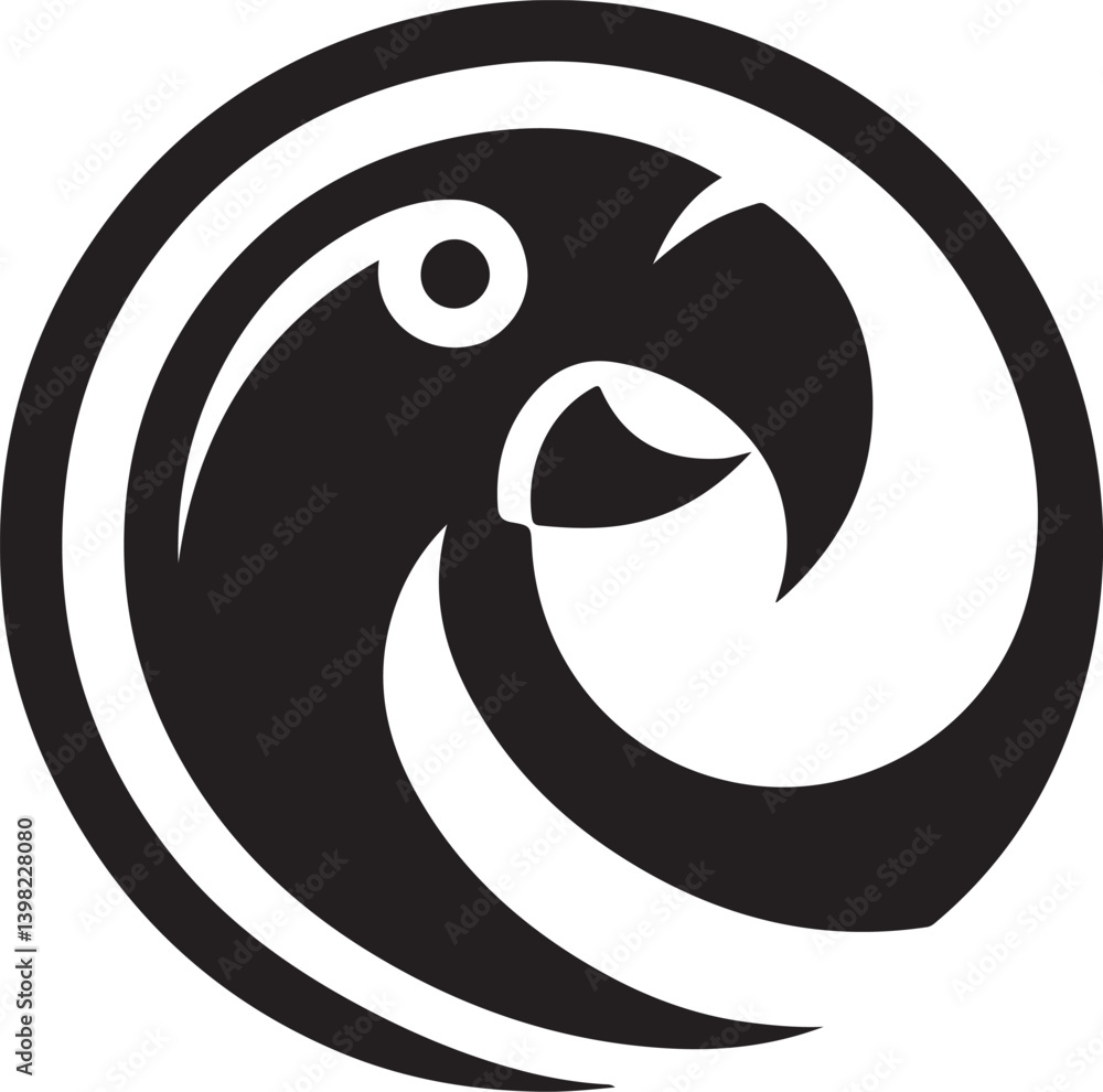 Parrot With Semicircle Logo Vector Parrot With Semicircle Logo Vector