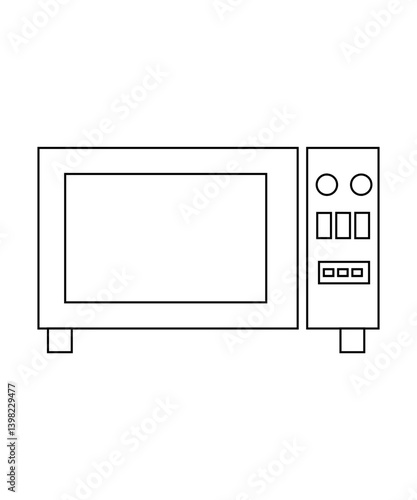 Microwave icon with thin outline