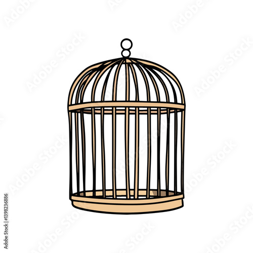 Bird cage, vector, transparent background