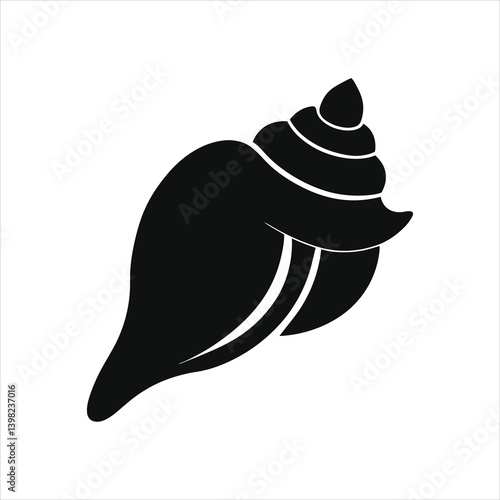 Conch Shell Silhouette Icon Black Vector Illustration