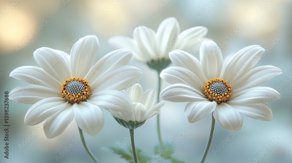 Fototapeta premium Delicate white flowers in soft focus (1)