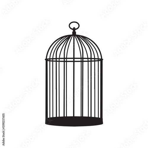 Bird cage, vector, transparent background