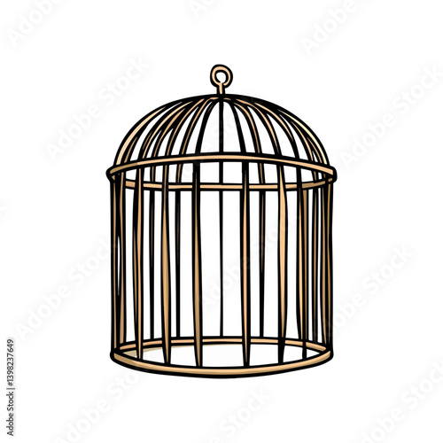 Bird cage, vector, transparent background