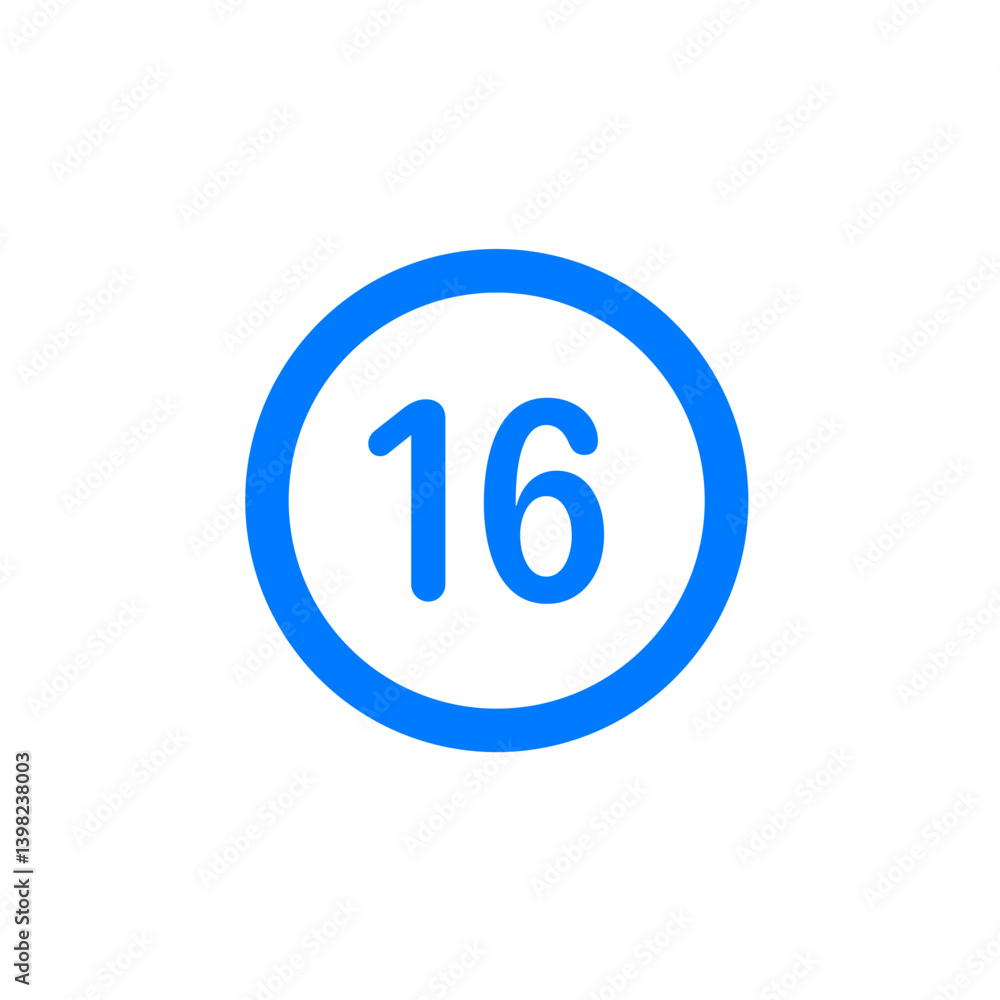 Number 16 Circle Icon Number 16 Circle Icon