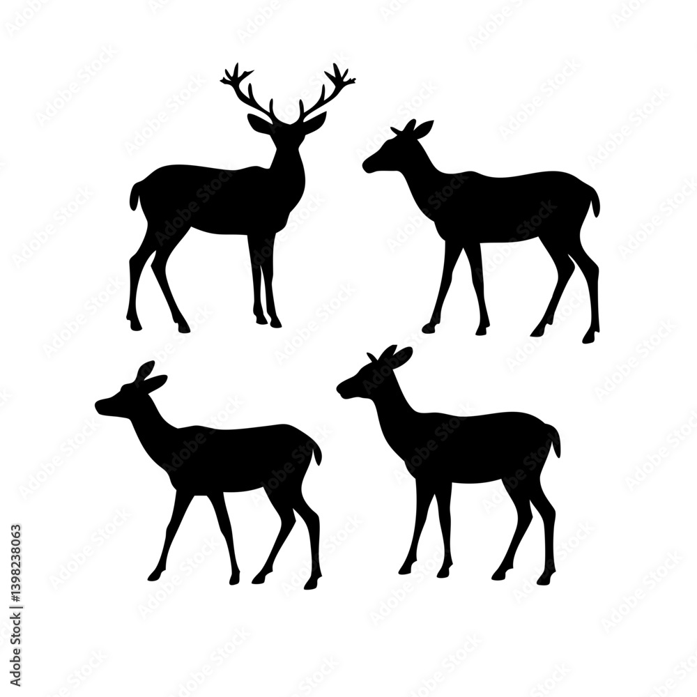 Obraz premium deer silhouette set