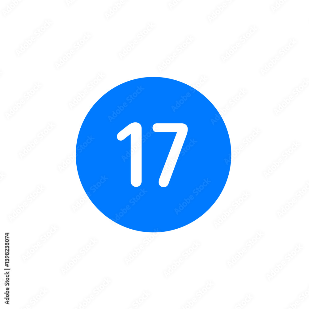 Number 17 Filled Circle Icon Number 17 Filled Circle Icon
