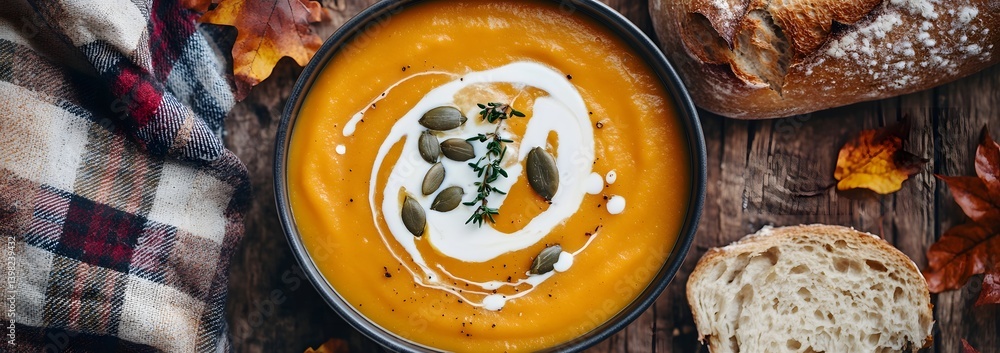 Autumn Comfort Food: Pumpkin Soup with Roasted Seeds and Rustic Bread