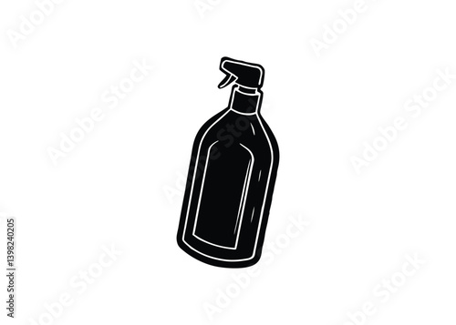 Silhouette of disinfectant bottle isolated on a white background